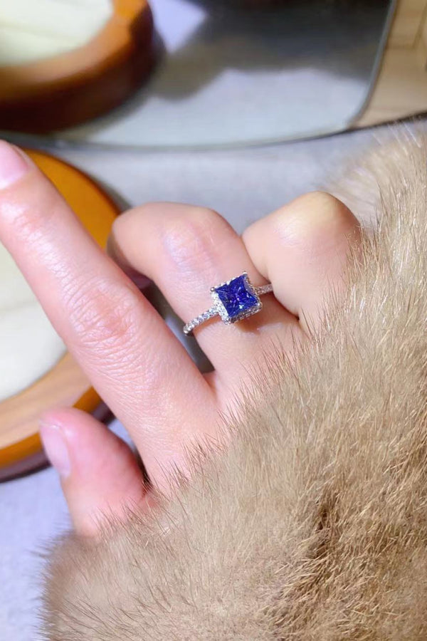 1 Carat Moissanite 925 Sterling Silver Square Ring-Teresa's Fashionista LLC