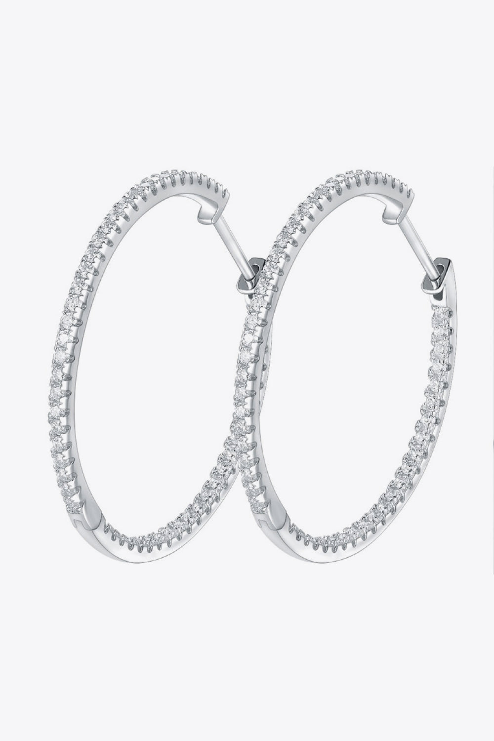 Inlaid Moissanite 925 Sterling Silver Hoop Earrings-Teresa's Fashionista LLC