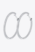 Inlaid Moissanite 925 Sterling Silver Hoop Earrings-Teresa's Fashionista LLC