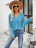 Eyelet Button Front Long Sleeve Cardigan-Teresa's Fashionista LLC