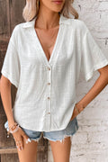 Button Front Johnny Collared Blouse-Teresa's Fashionista LLC