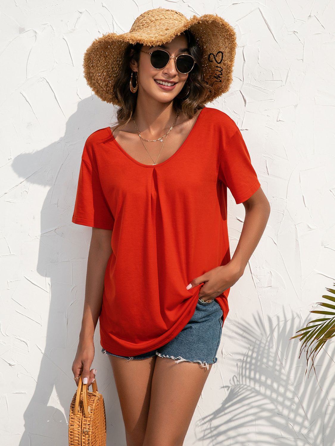 Lace Trim Short Sleeve Top-Teresa&#39;s Fashionista LLC