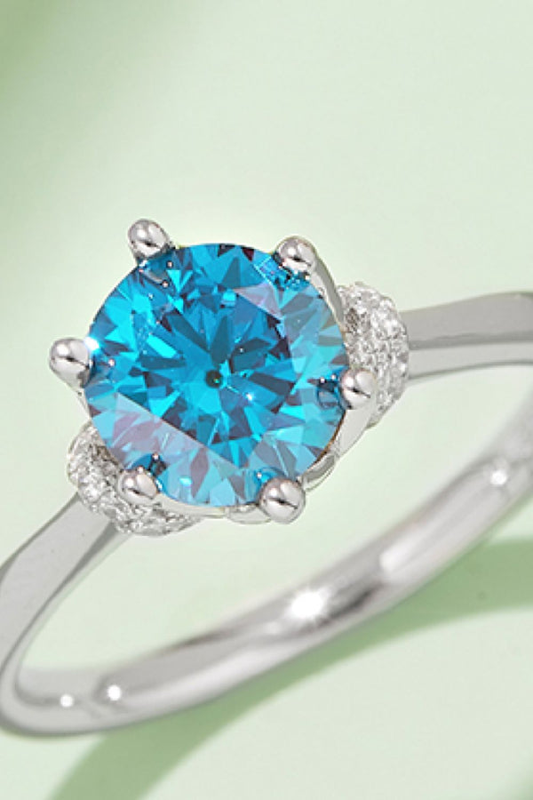 1 Carat Moissanite Contrast 925 Sterling Silver Ring-Teresa's Fashionista LLC