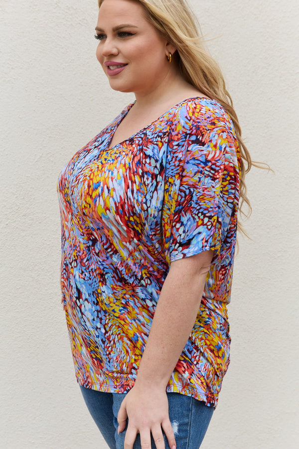 Be Stage Full Size Printed Dolman Flowy Top-Teresa's Fashionista LLC