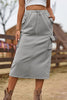 Drawstring Waist Slit Denim Skirt-Teresa's Fashionista LLC