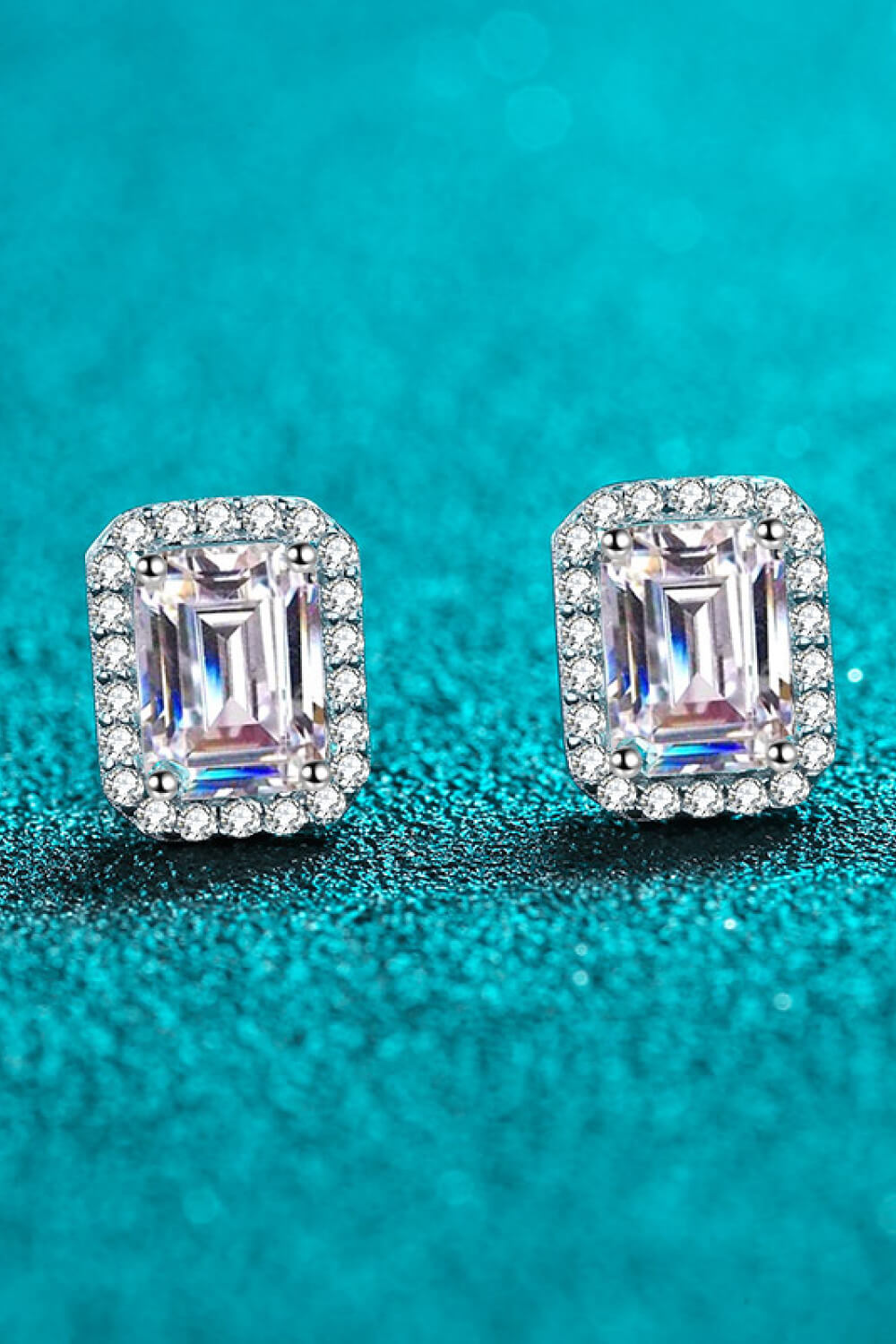 1 Carat Moissanite Rhodium-Plated Square Stud Earrings-Teresa's Fashionista LLC