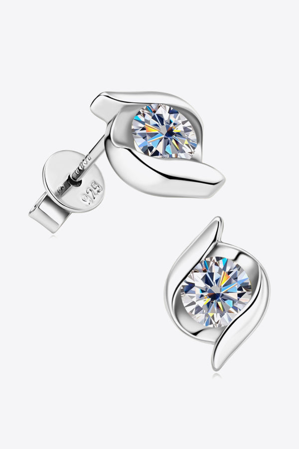 1 Carat Moissanite 925 Sterling Silver Stud Earrings-Teresa's Fashionista LLC