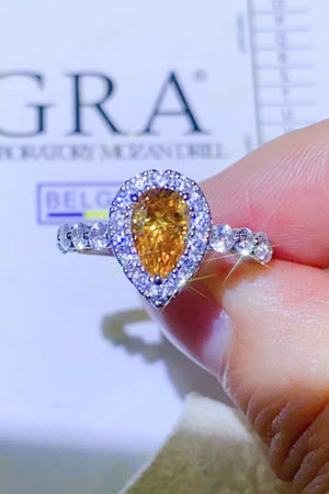 1 Carat Moissanite Contrast Teardrop Ring-Teresa's Fashionista LLC
