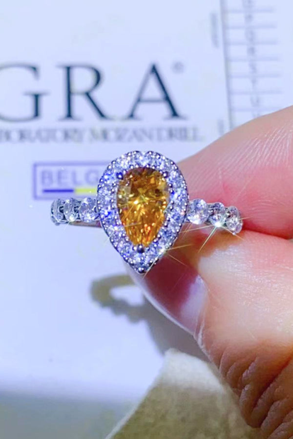 1 Carat Moissanite Contrast Teardrop Ring-Teresa's Fashionista LLC