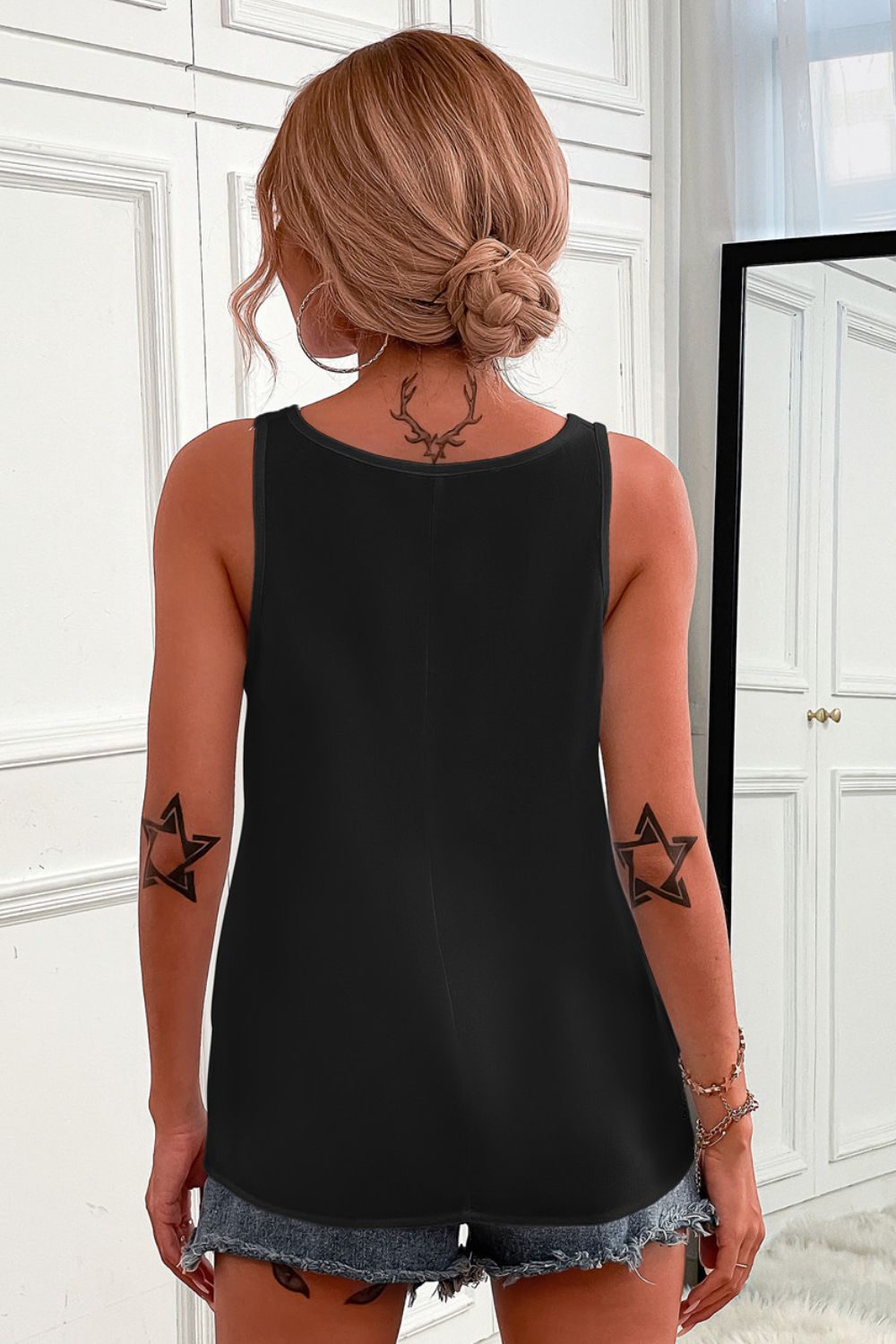Half-Zip Scoop Neck Tank-Teresa's Fashionista LLC