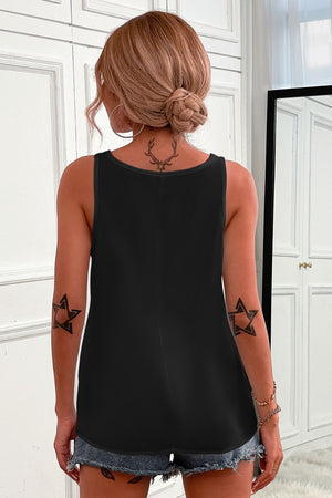 Half-Zip Scoop Neck Tank-Teresa's Fashionista LLC