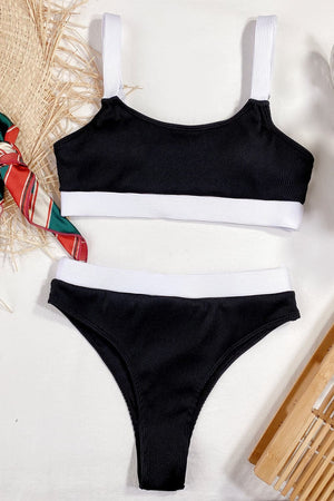 Color Block Scoop Neck Bikini Set-Teresa's Fashionista LLC