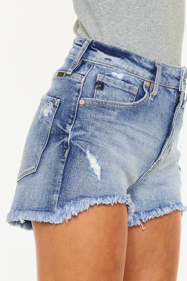 Kancan Distressed Raw Hem Denim Shorts-Teresa's Fashionista LLC