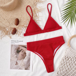 Spaghetti Strap Ribbed Bikini Set-Teresa's Fashionista LLC