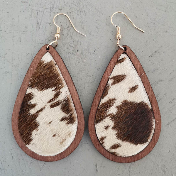 Teardrop Shape Wooden Dangle Earrings-Teresa's Fashionista LLC