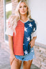 Star and Stripe V-Neck Top-Teresa's Fashionista LLC