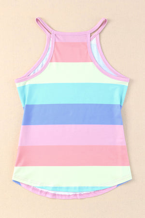 Striped Curved Hem Tank-Teresa's Fashionista LLC