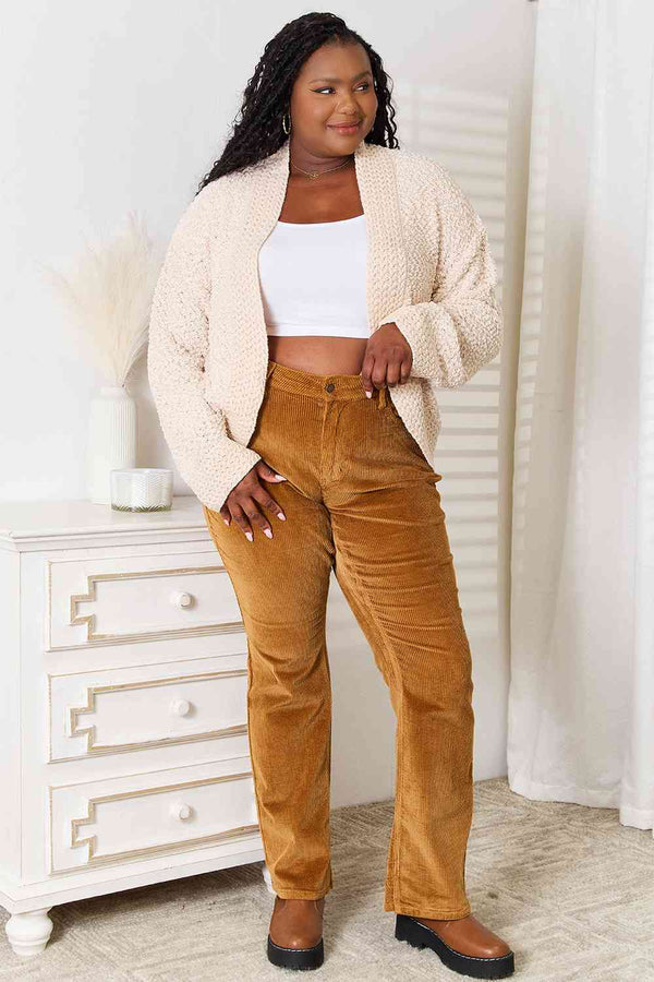 Double Take Open Front Long Sleeve Cardigan-Teresa's Fashionista LLC