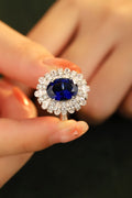 5 Carat Lab-Grown Sapphire Flower Shape Ring-Teresa's Fashionista LLC