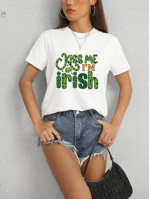 KISS ME I'M IRISH Round Neck T-Shirt-Teresa's Fashionista LLC