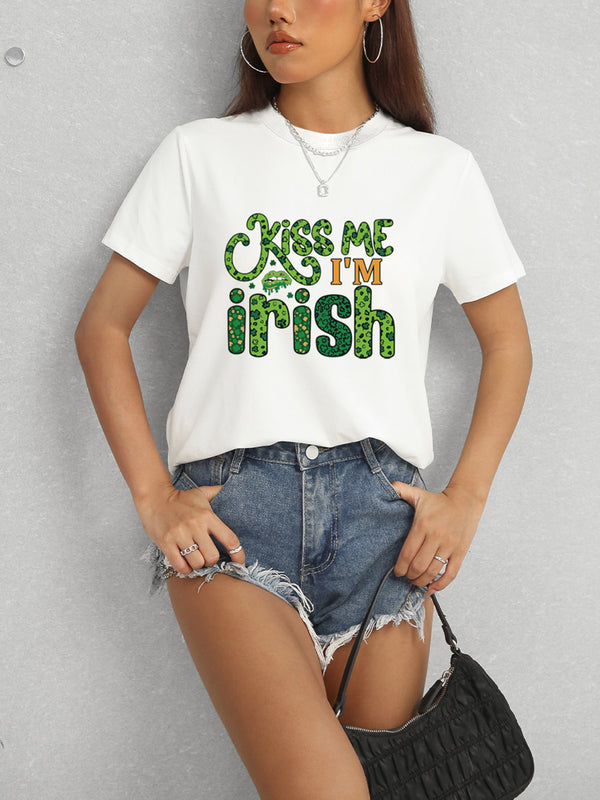 KISS ME I'M IRISH Round Neck T-Shirt-Teresa's Fashionista LLC