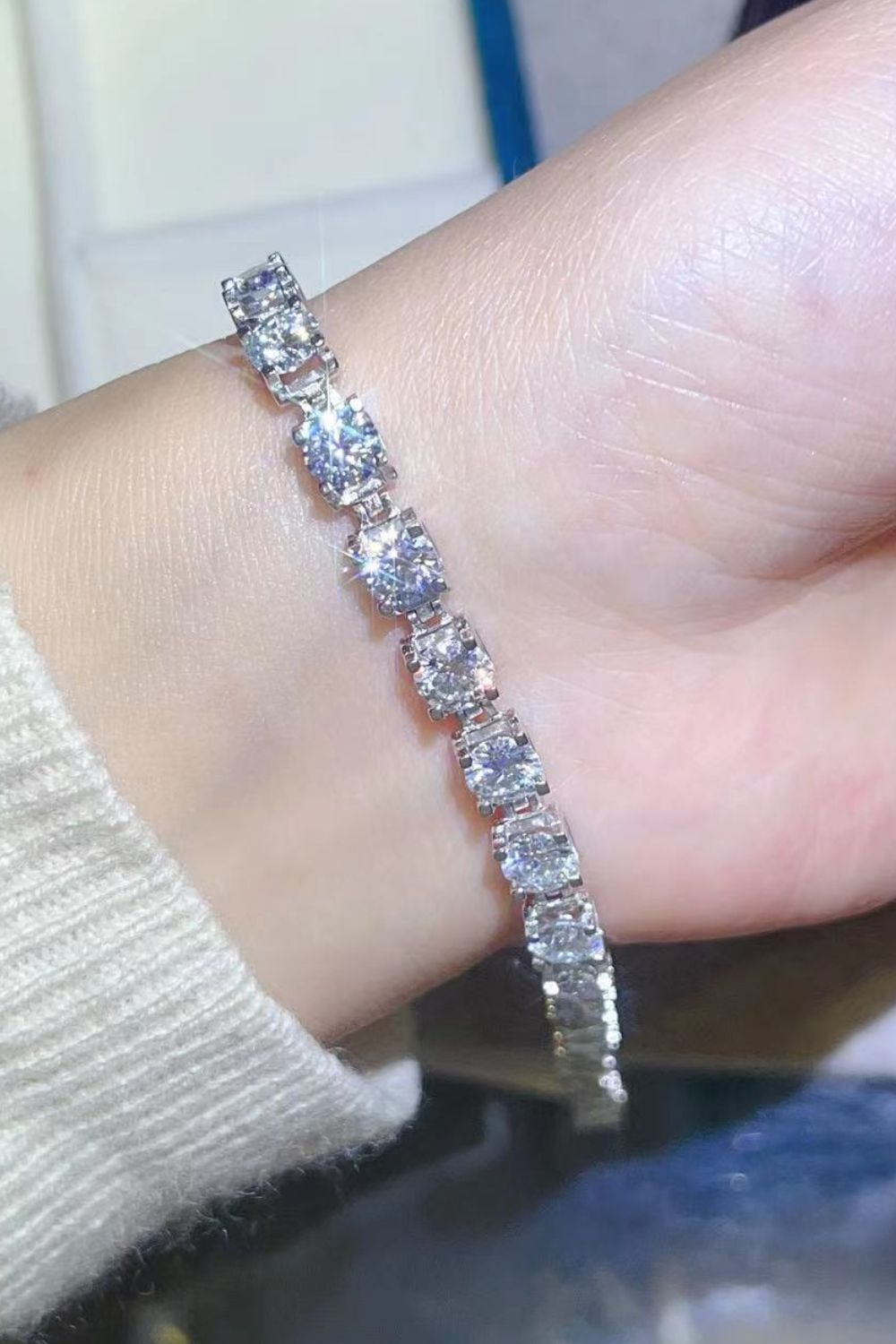 10 Carat Moissanite Platinum-Plated Bracelet-Teresa's Fashionista LLC