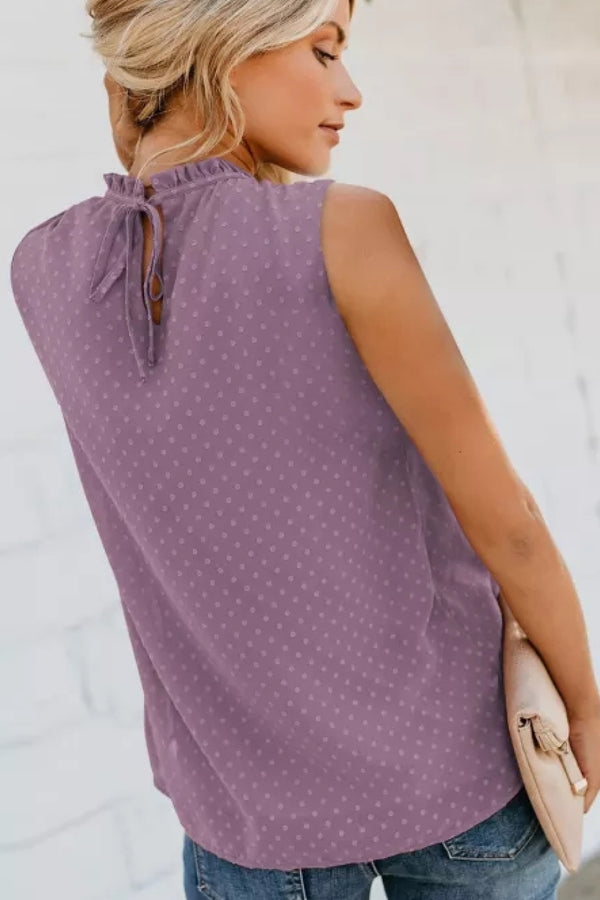 Smocked Tie Back Frill Trim Tank-Teresa's Fashionista LLC