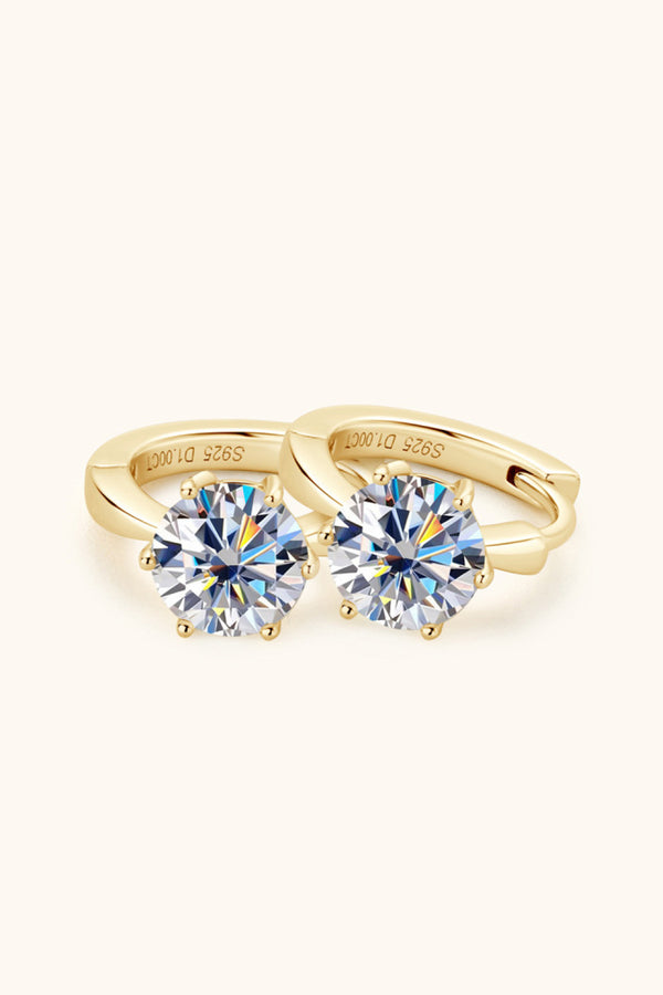 2 Carat Moissanite 925 Sterling Silver Huggie Earrings-Teresa's Fashionista LLC