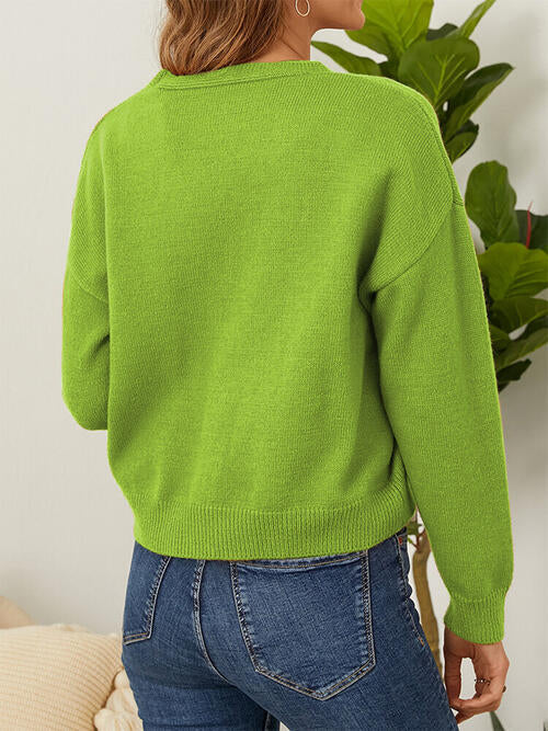 Flower Button Front Dropped Shoulder Cardigan-Teresa&#39;s Fashionista LLC