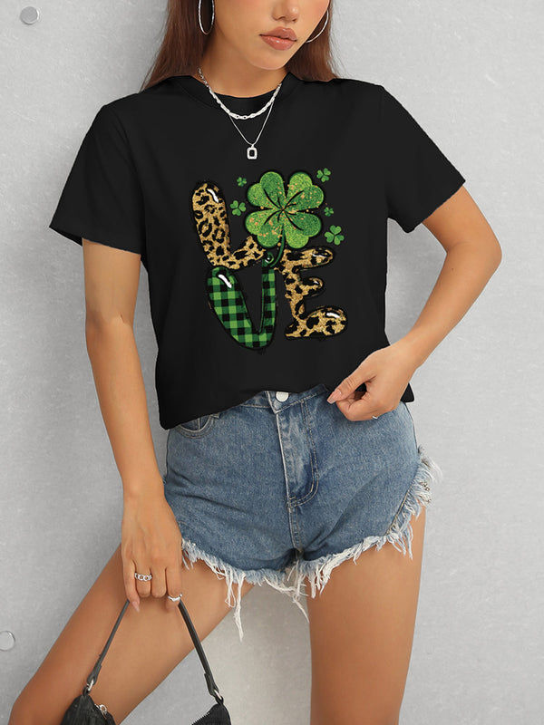 LOVE Round Neck Short Sleeve T-Shirt-Teresa's Fashionista LLC