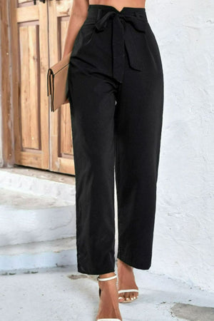 Belted High-Rise Wide Leg Pants-Teresa's Fashionista LLC