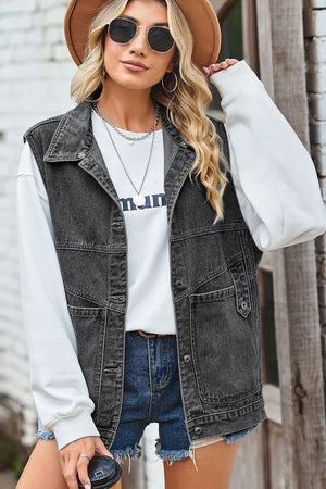 Sleeveless Denim Top with A Detachable Hood-Teresa's Fashionista LLC