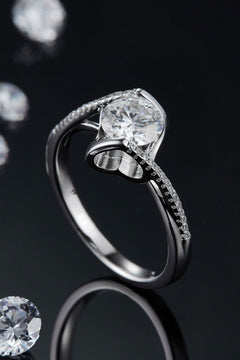1 Carat Moissanite 925 Sterling Silver Twisted Ring-Teresa's Fashionista LLC