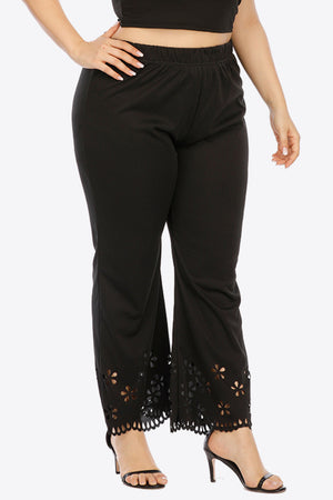 Plus Size Openwork Elastic Waist Pants-Teresa's Fashionista LLC