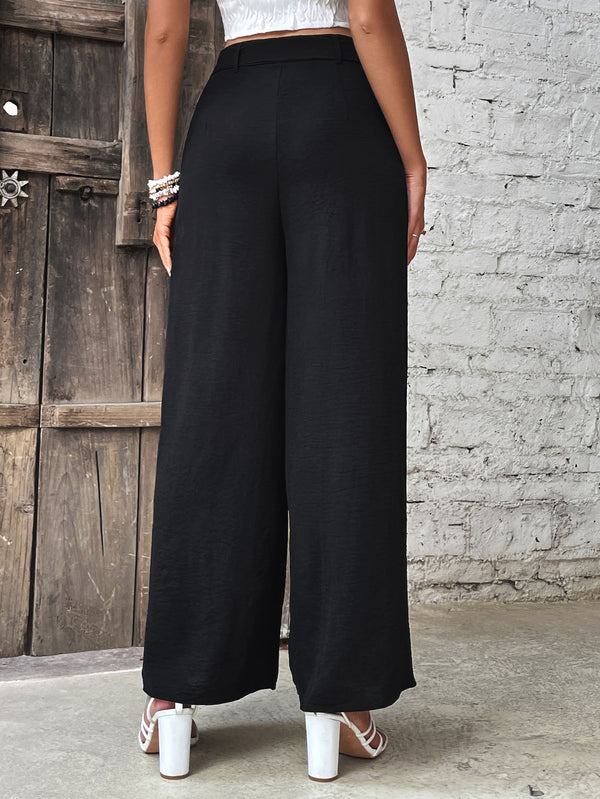 Ruched High Waist Wide Leg Pants-Teresa's Fashionista LLC
