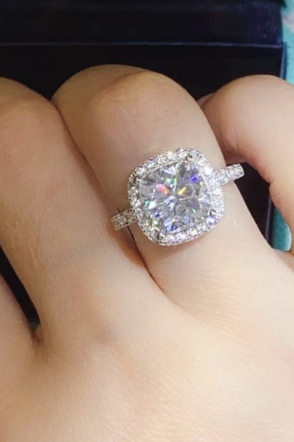 3 Carat Moissanite 925 Sterling Silver Square Ring-Teresa's Fashionista LLC