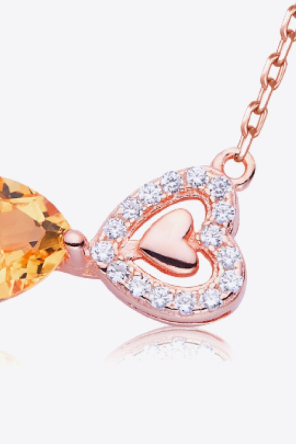 Citrine Heart 925 Sterling Silver Necklace-Teresa's Fashionista LLC
