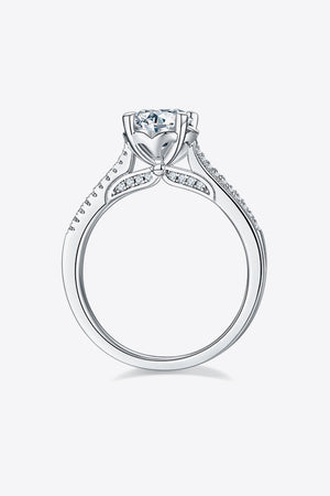 1 Carat Moissanite 925 Sterling Silver Side Stone Ring-Teresa's Fashionista LLC