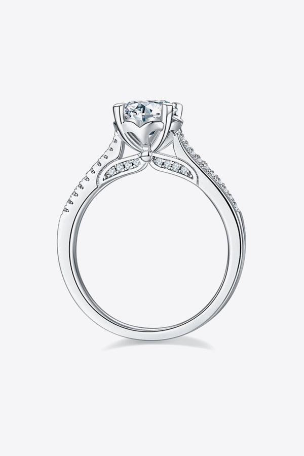 1 Carat Moissanite 925 Sterling Silver Side Stone Ring-Teresa's Fashionista LLC