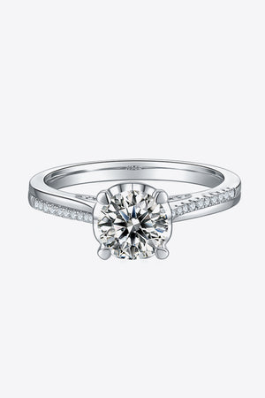 1 Carat Moissanite 925 Sterling Silver Side Stone Ring-Teresa's Fashionista LLC
