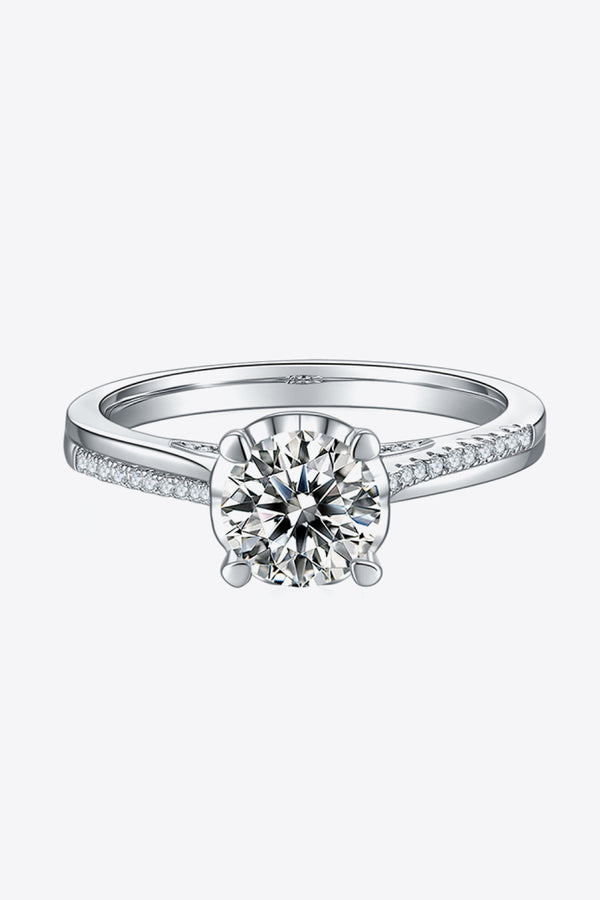 1 Carat Moissanite 925 Sterling Silver Side Stone Ring-Teresa's Fashionista LLC