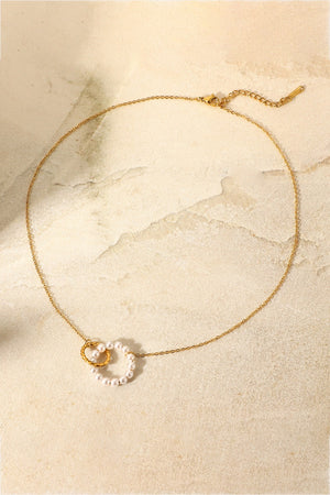 Pearl Hoop Link Pendant Necklace-Teresa's Fashionista LLC