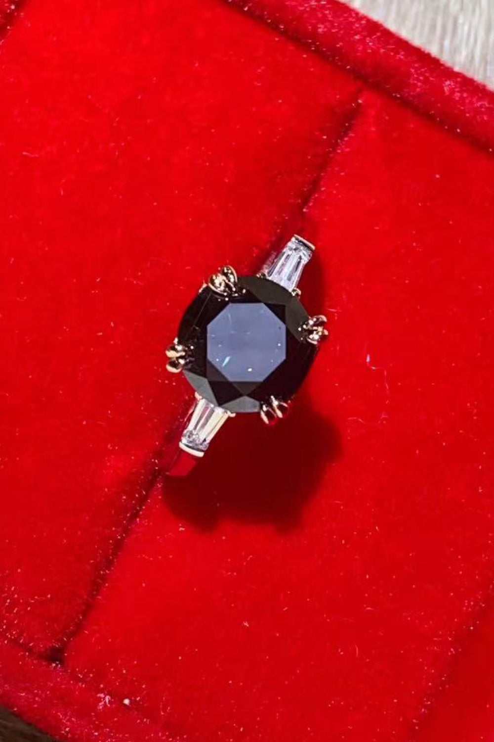 2 Carat Black Moissanite Platinum-Plated Ring-Teresa's Fashionista LLC