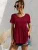 V-Neck Short Sleeve Babydoll Top-Teresa's Fashionista LLC