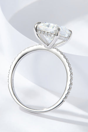 4 Carat Moissanite 4-Prong Side Stone Ring-Teresa's Fashionista LLC
