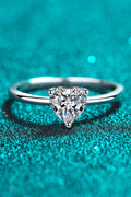 925 Sterling Silver Heart-Shaped Moissanite Solitaire Ring-Teresa's Fashionista LLC