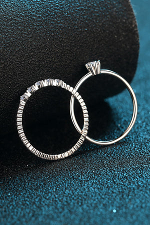 Moissanite 925 Sterling Silver Two-Piece Ring Set-Teresa's Fashionista LLC