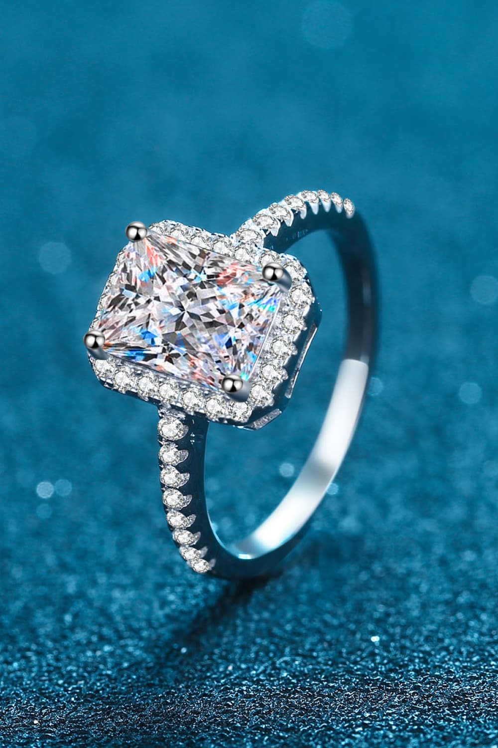 2 Carat Moissanite 925 Sterling Silver Halo Ring-Teresa&#39;s Fashionista LLC