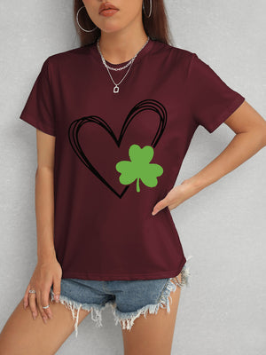 Heart Lucky Clover Short Sleeve T-Shirt-Teresa's Fashionista LLC