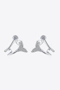 Moissanite Fishtail Rhodium-Plated Earrings-Teresa's Fashionista LLC